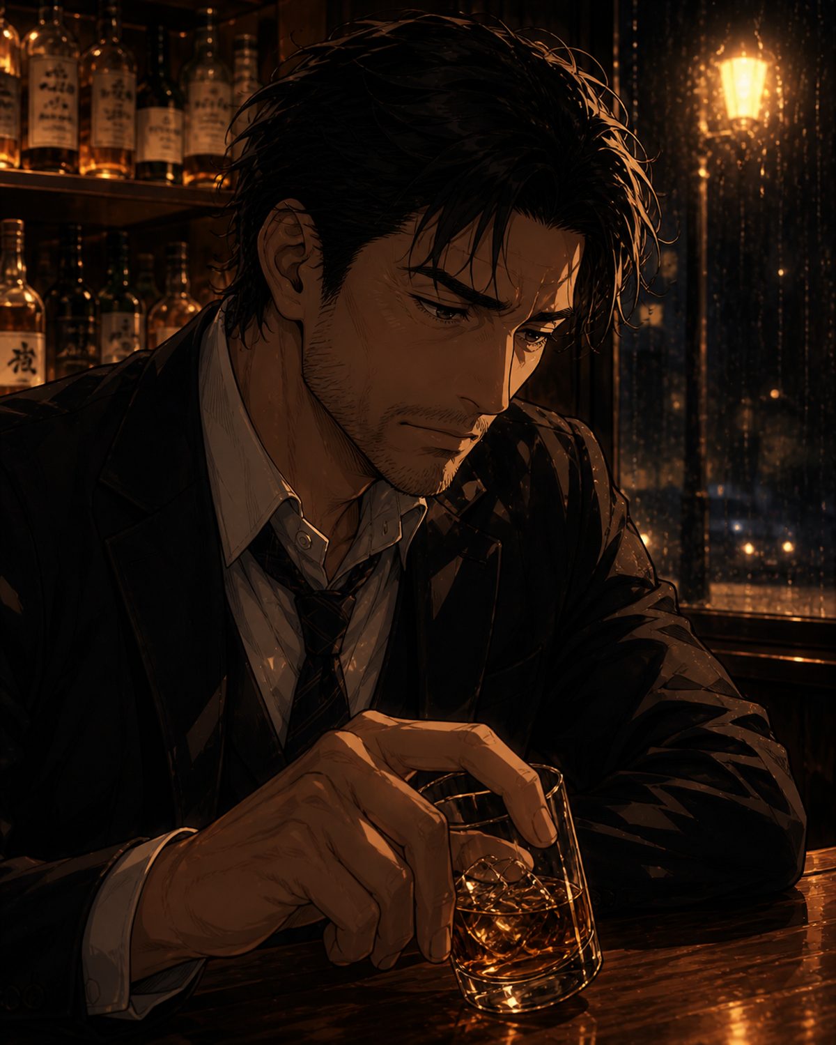 バーで独り酒を飲み人生を悔やむ神崎涼真