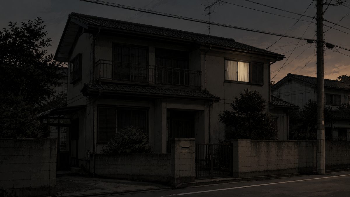 夕暮れの不気味な一軒家