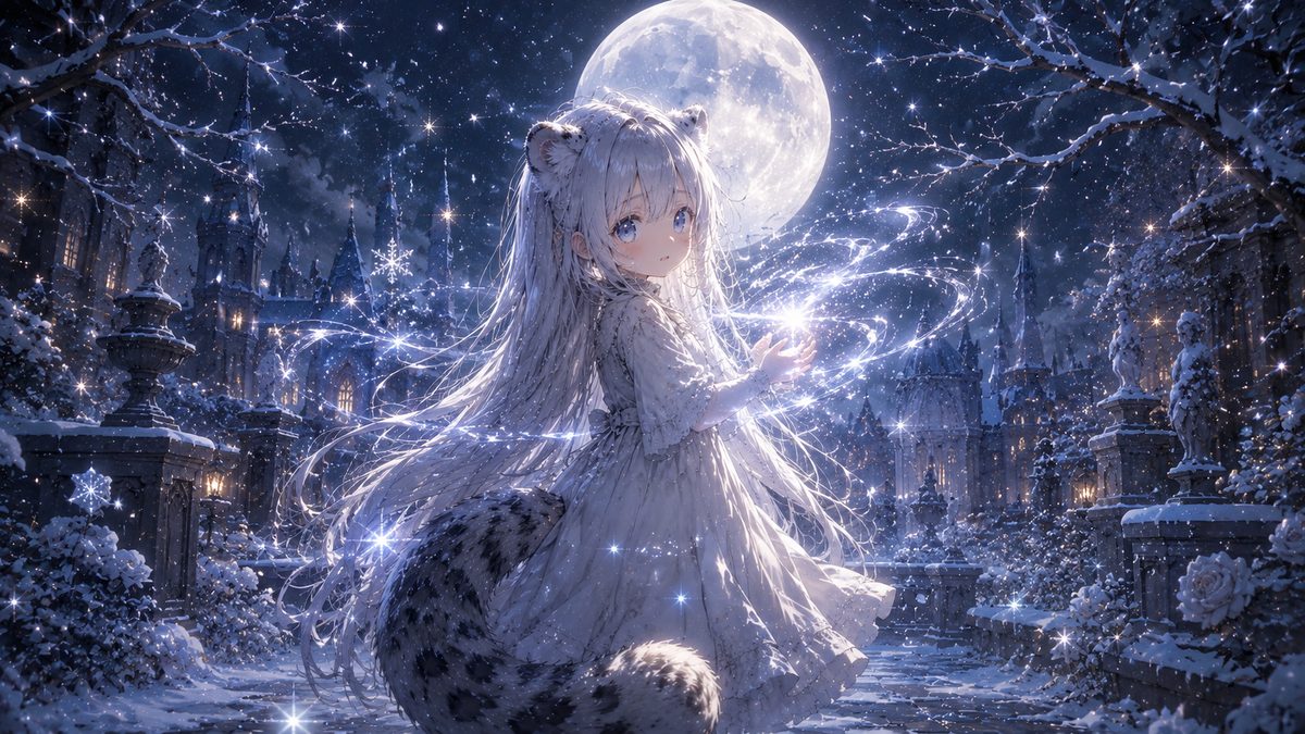 満月の下で秘められた力に目覚める少女のイメージイラスト