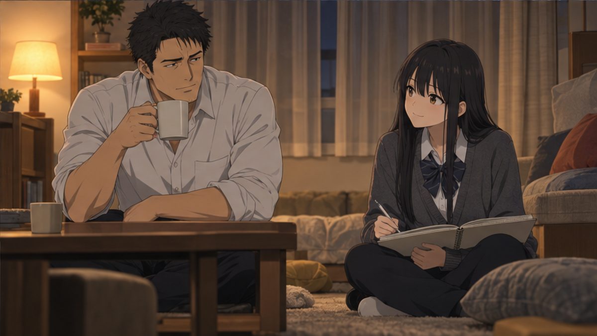 事件のない夜、静かに過ごすふたりのイメージ