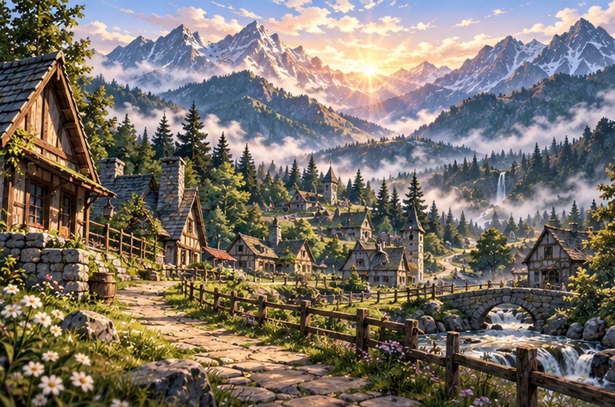 『物語の黒幕に転生して』イメージ：レンが暮らす辺境の村