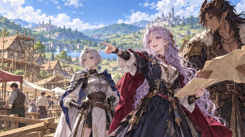 辺境の村を発展させる令嬢と仲間たちのイメージイラスト